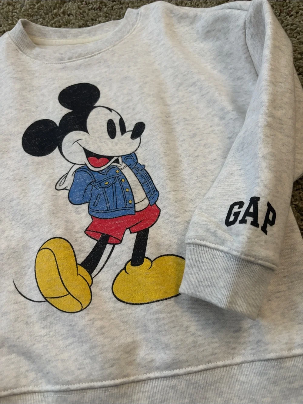 Gap x Disney Toddler Mickey Mouse Denim Jacket Graphic Sweatshirt NWT Kids Sz 4